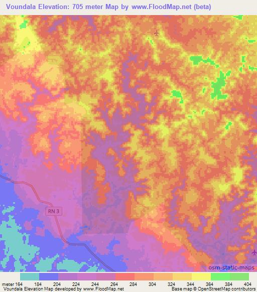 Voundala,Congo (Brazzaville) Elevation Map