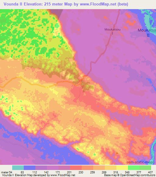 Vounda II,Congo (Brazzaville) Elevation Map