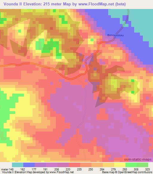 Vounda II,Congo (Brazzaville) Elevation Map