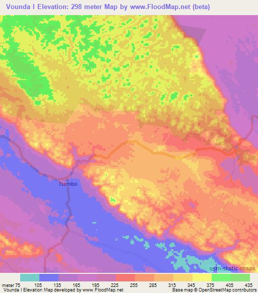 Vounda I,Congo (Brazzaville) Elevation Map