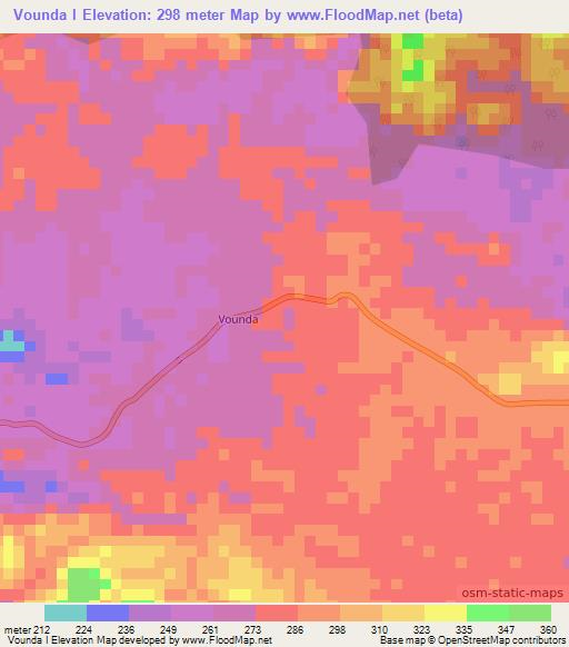 Vounda I,Congo (Brazzaville) Elevation Map