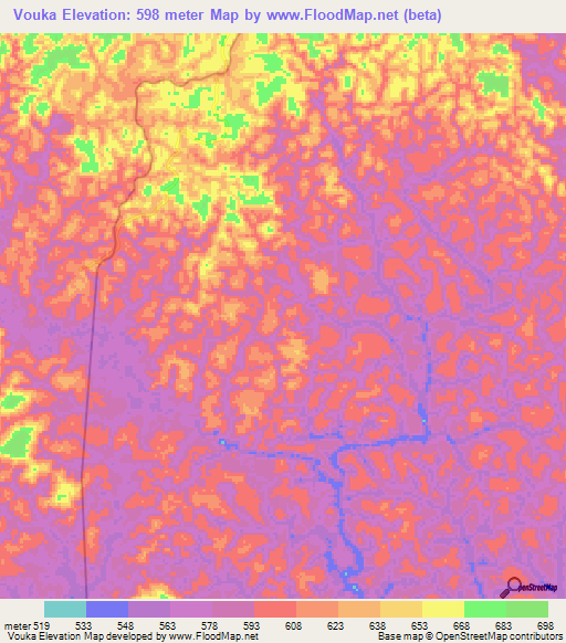 Vouka,Congo (Brazzaville) Elevation Map