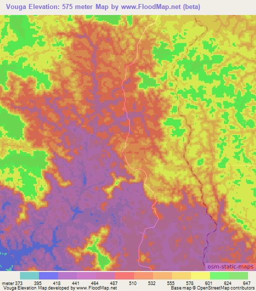 Vouga,Congo (Brazzaville) Elevation Map