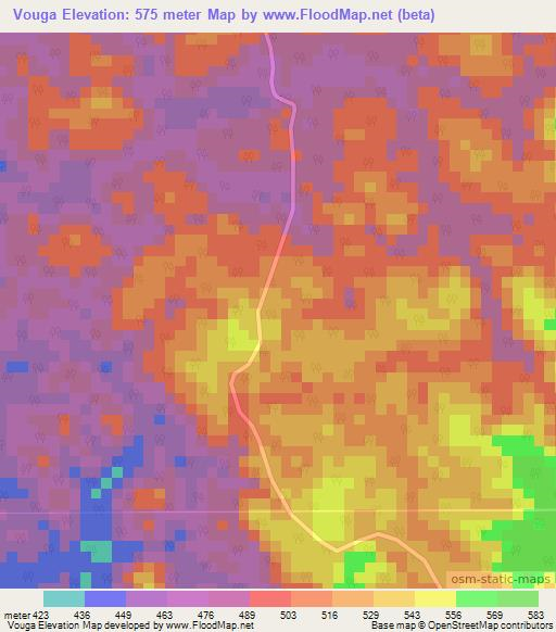 Vouga,Congo (Brazzaville) Elevation Map