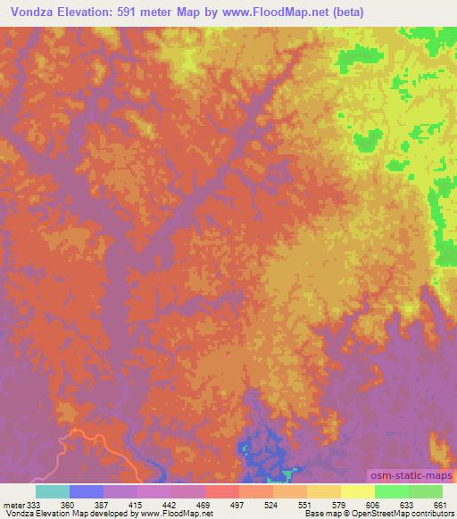 Vondza,Congo (Brazzaville) Elevation Map