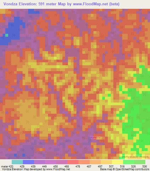 Vondza,Congo (Brazzaville) Elevation Map