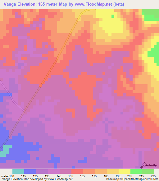 Vanga,Congo (Brazzaville) Elevation Map