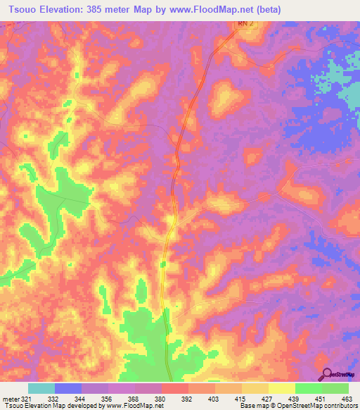 Tsouo,Congo (Brazzaville) Elevation Map