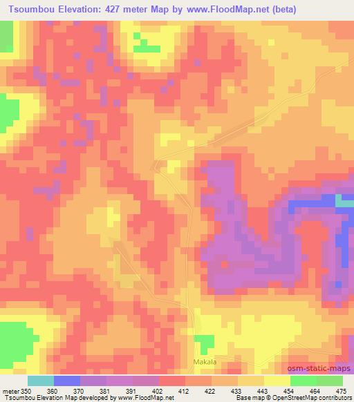 Tsoumbou,Congo (Brazzaville) Elevation Map