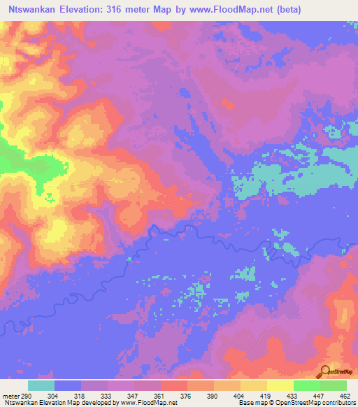 Ntswankan,Congo (Brazzaville) Elevation Map