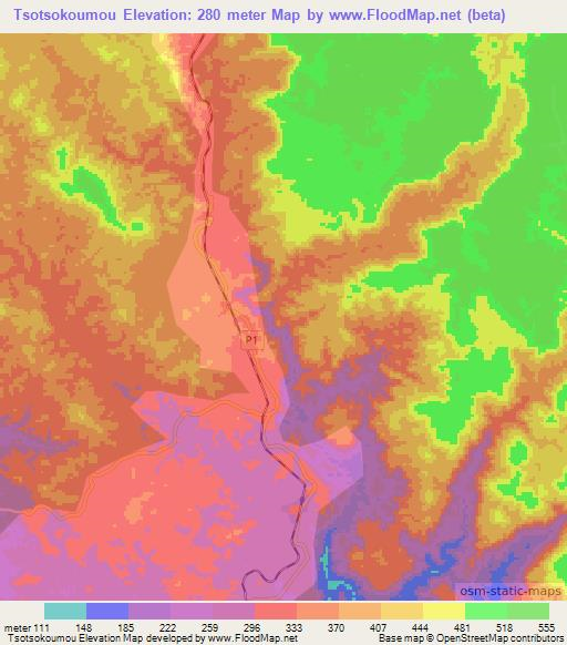 Tsotsokoumou,Congo (Brazzaville) Elevation Map