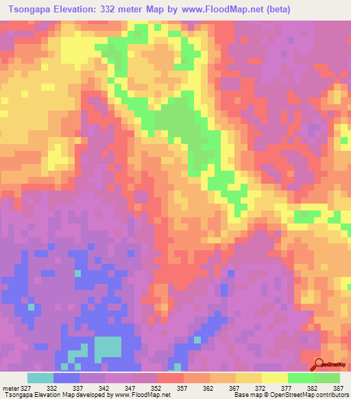 Tsongapa,Congo (Brazzaville) Elevation Map