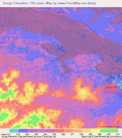 Songo,Congo (Brazzaville) Elevation Map