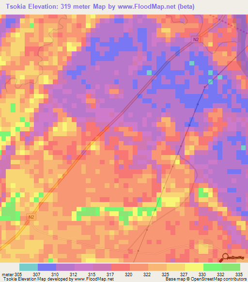 Tsokia,Congo (Brazzaville) Elevation Map