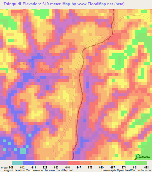 Tsinguidi,Congo (Brazzaville) Elevation Map