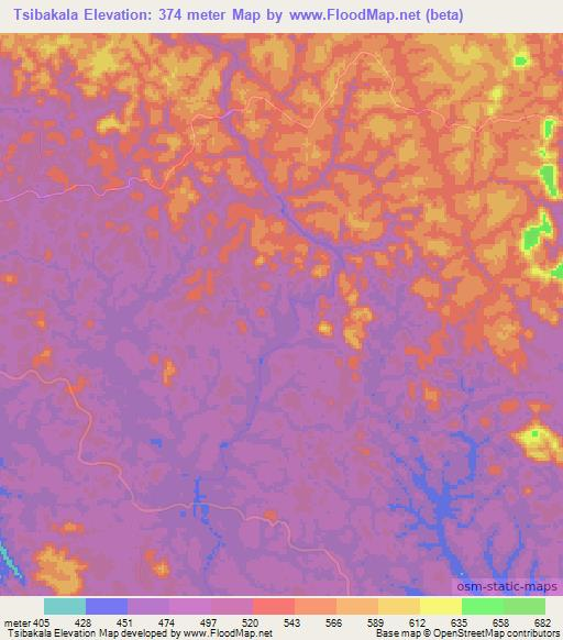 Tsibakala,Congo (Brazzaville) Elevation Map