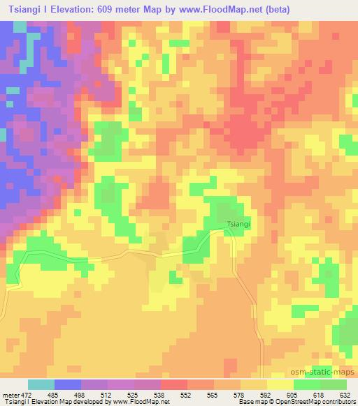 Tsiangi I,Congo (Brazzaville) Elevation Map