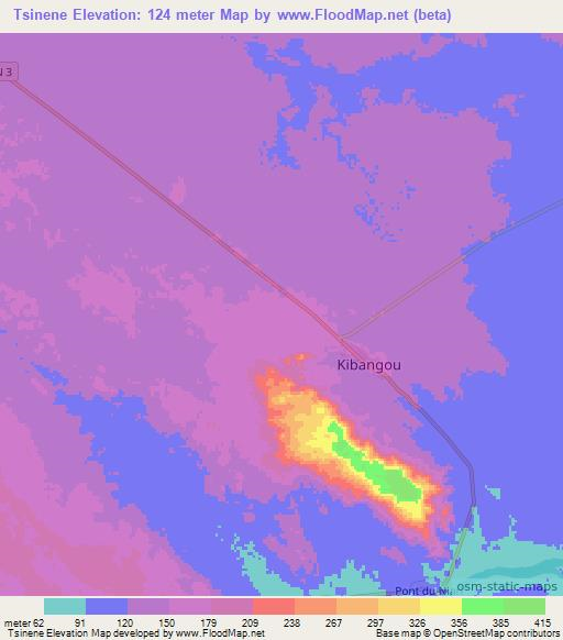 Tsinene,Congo (Brazzaville) Elevation Map