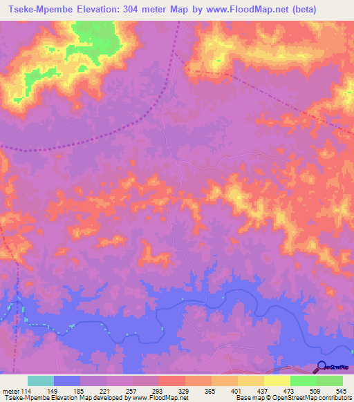 Tseke-Mpembe,Congo (Brazzaville) Elevation Map