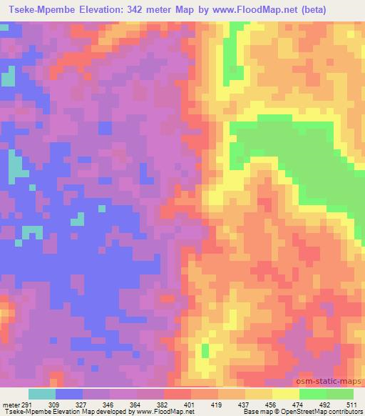 Tseke-Mpembe,Congo (Brazzaville) Elevation Map