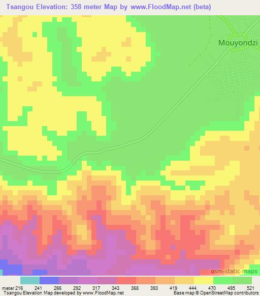 Tsangou,Congo (Brazzaville) Elevation Map