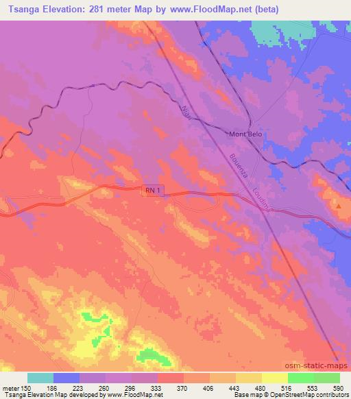 Tsanga,Congo (Brazzaville) Elevation Map