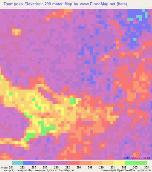 Tsampoko,Congo (Brazzaville) Elevation Map