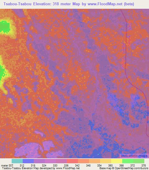 Tsabou-Tsabou,Congo (Brazzaville) Elevation Map