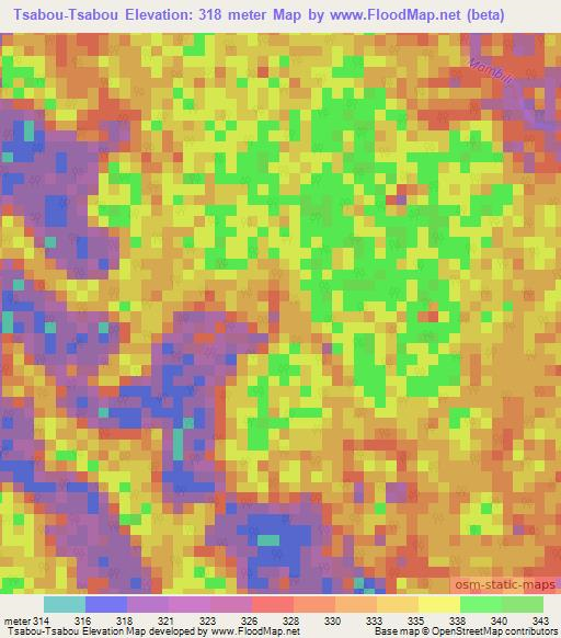 Tsabou-Tsabou,Congo (Brazzaville) Elevation Map