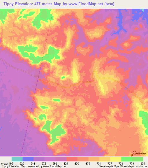 Tipoy,Congo (Brazzaville) Elevation Map