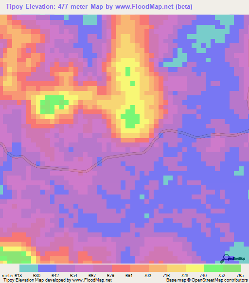 Tipoy,Congo (Brazzaville) Elevation Map