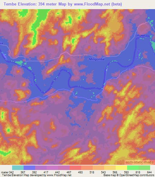 Tembe,Congo (Brazzaville) Elevation Map