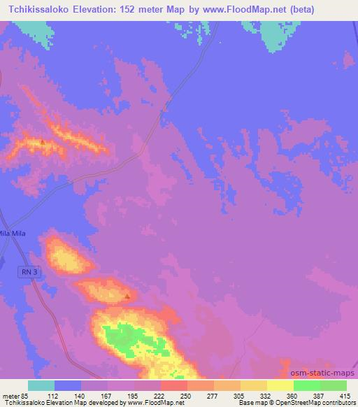Tchikissaloko,Congo (Brazzaville) Elevation Map