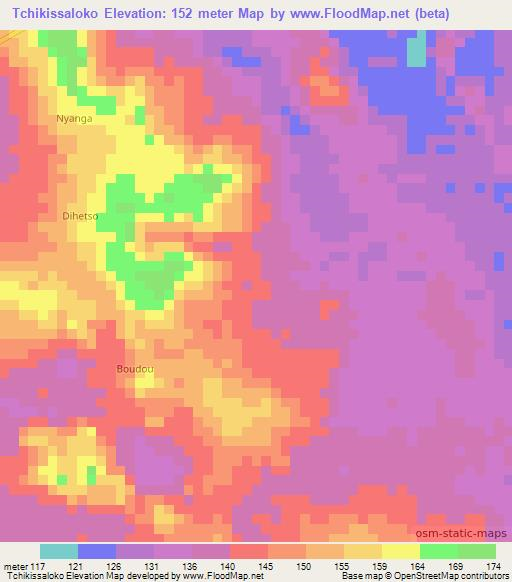 Tchikissaloko,Congo (Brazzaville) Elevation Map