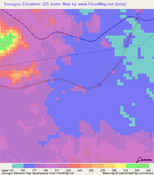 Soungou,Congo (Brazzaville) Elevation Map