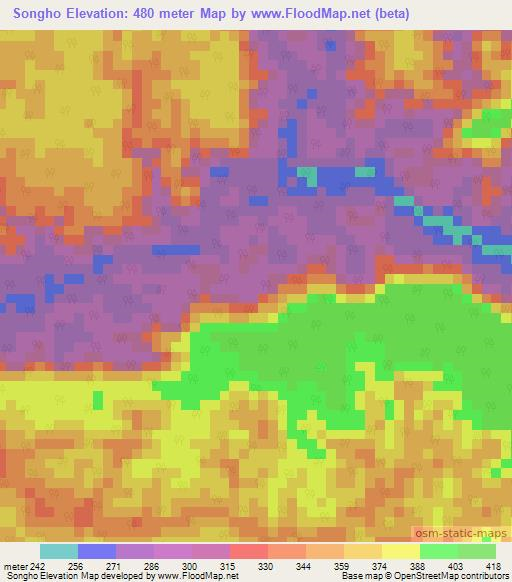Songho,Congo (Brazzaville) Elevation Map