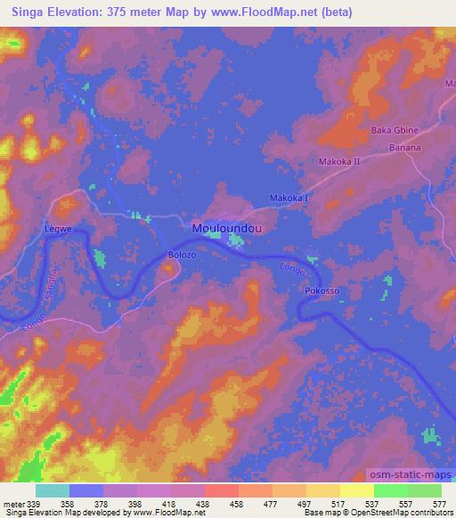 Singa,Congo (Brazzaville) Elevation Map