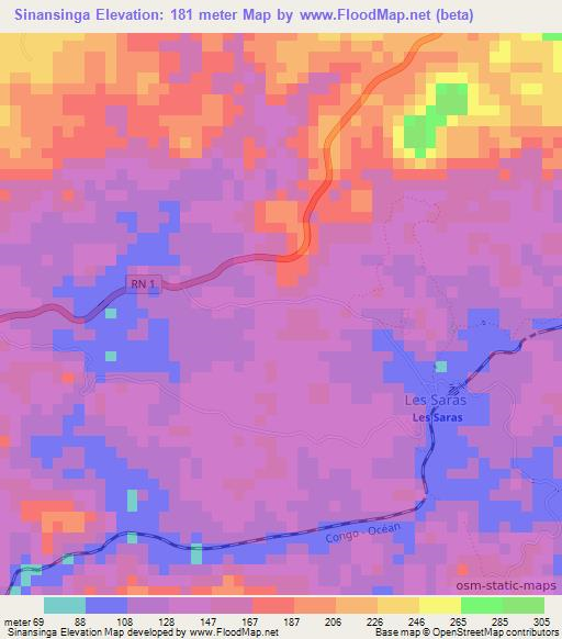 Sinansinga,Congo (Brazzaville) Elevation Map