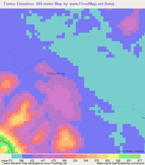Tsatou,Congo (Brazzaville) Elevation Map
