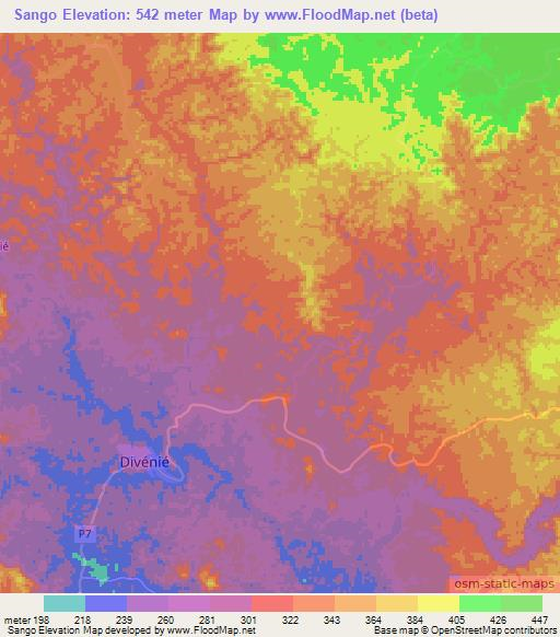 Sango,Congo (Brazzaville) Elevation Map