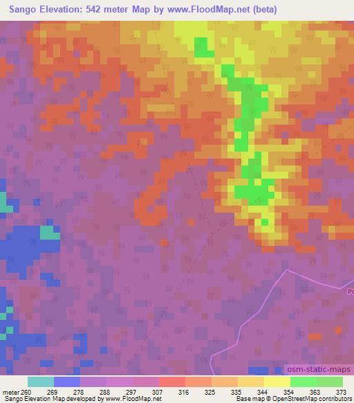 Sango,Congo (Brazzaville) Elevation Map