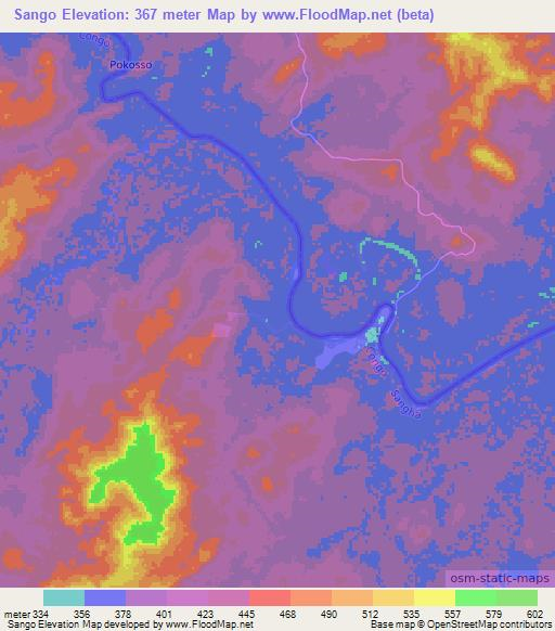 Sango,Congo (Brazzaville) Elevation Map
