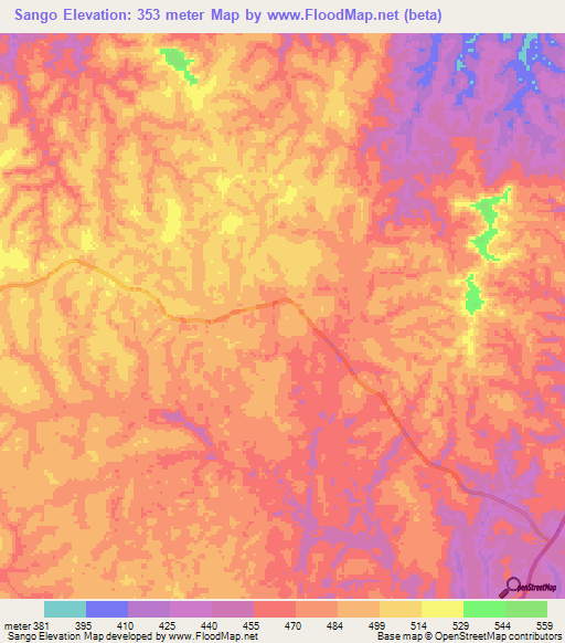 Sango,Congo (Brazzaville) Elevation Map