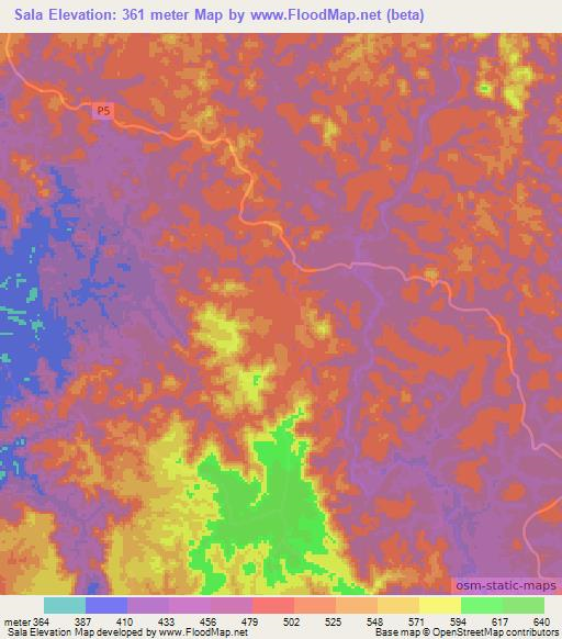 Sala,Congo (Brazzaville) Elevation Map