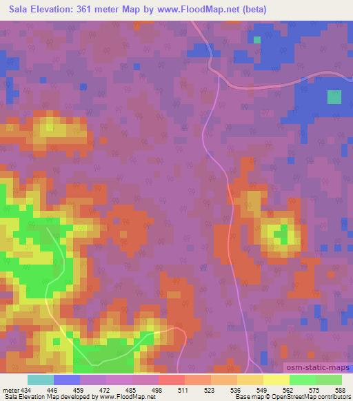 Sala,Congo (Brazzaville) Elevation Map