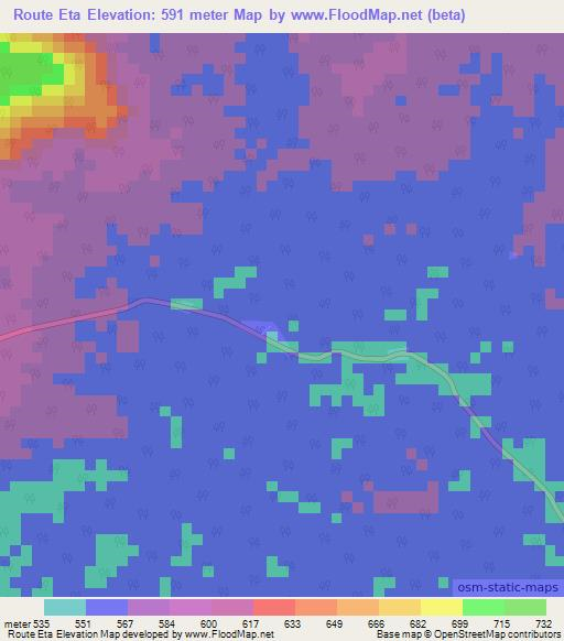Route Eta,Congo (Brazzaville) Elevation Map