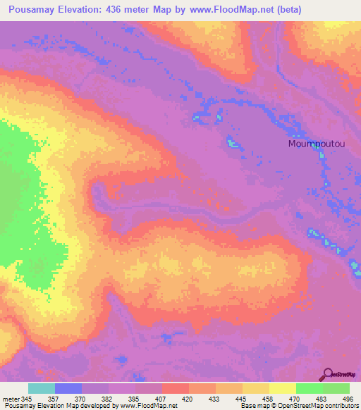 Pousamay,Congo (Brazzaville) Elevation Map