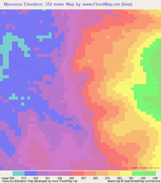 Mpounou,Congo (Brazzaville) Elevation Map