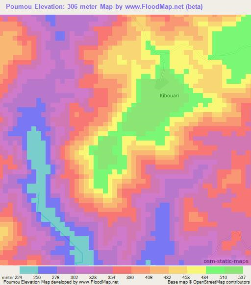 Poumou,Congo (Brazzaville) Elevation Map
