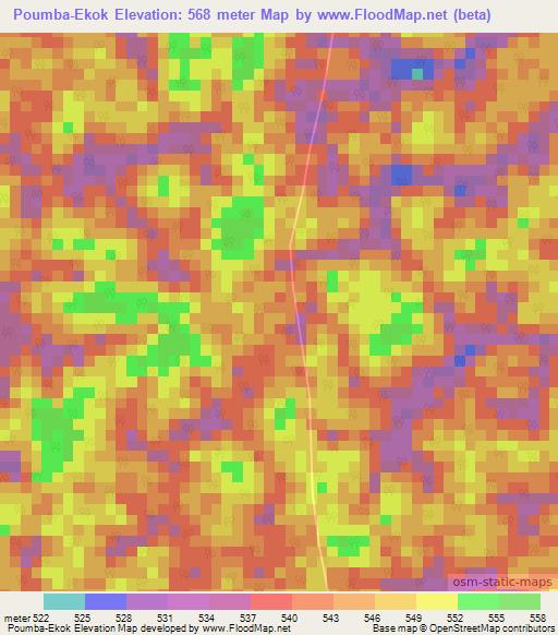 Poumba-Ekok,Congo (Brazzaville) Elevation Map